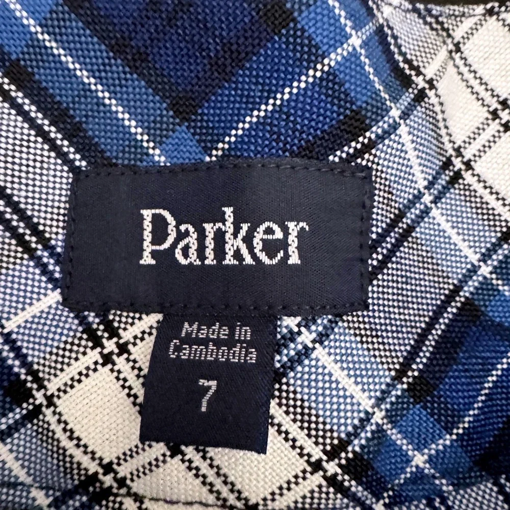 Parker Plaid Pleated Mini Skirt Blue White Preppy School Girl Size 7